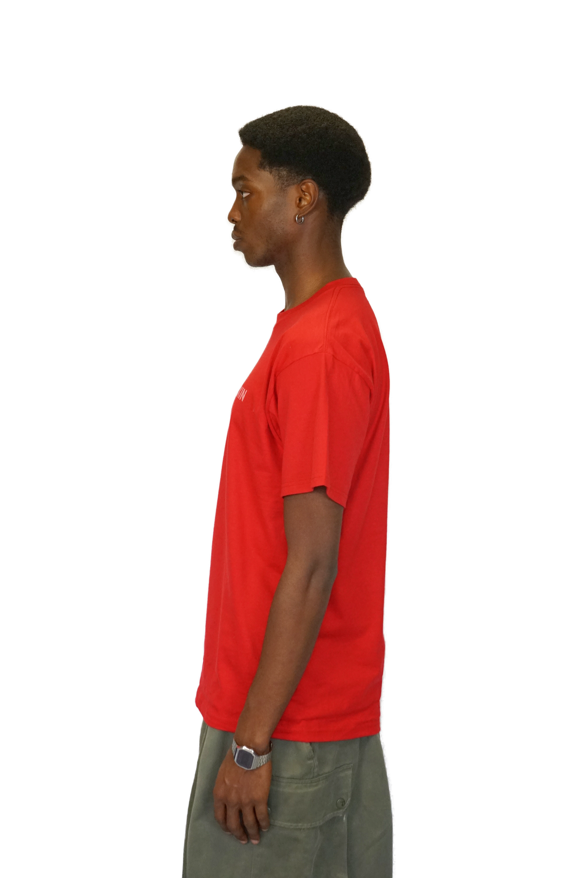 T-shirt Never Stop Rockin - Rouge - photo portee