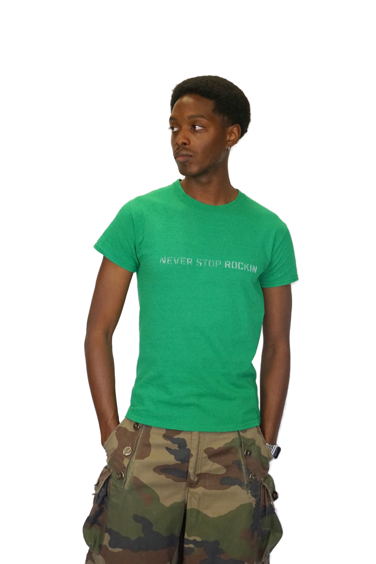 T-shirt Rockin - Vert Clair - photo portee