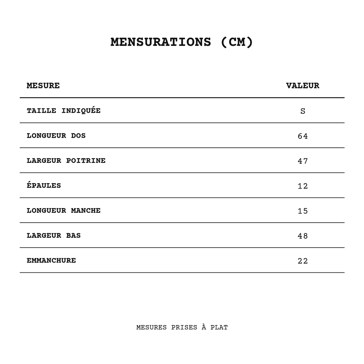 Tableau de mensurations simple — T-shirt Rockin - Vert Clair